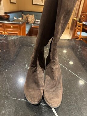 Platform Suede Stretch Boots in Dark Brown made in Italy